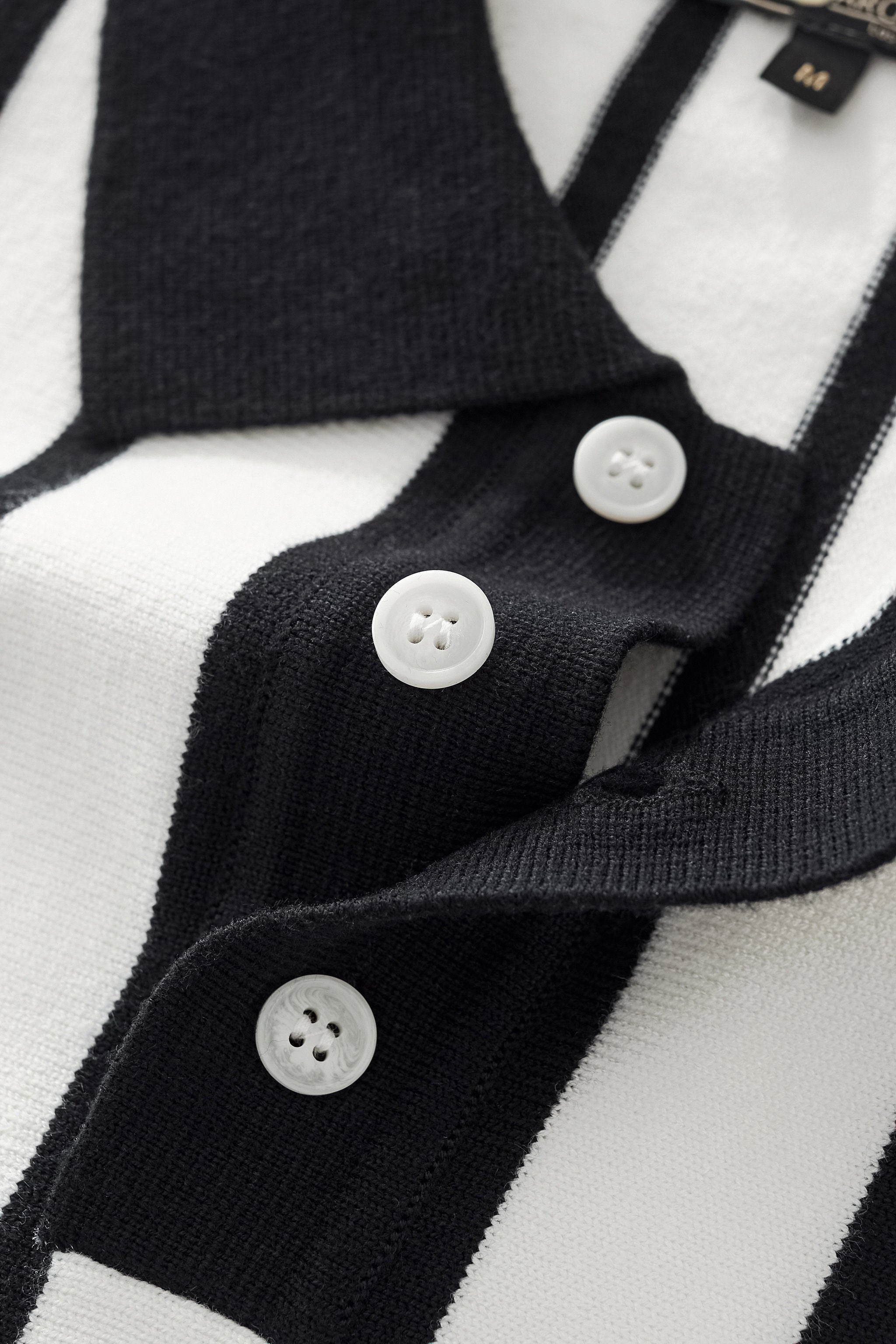 Imperial Stripe Knit Polo LS WHITE