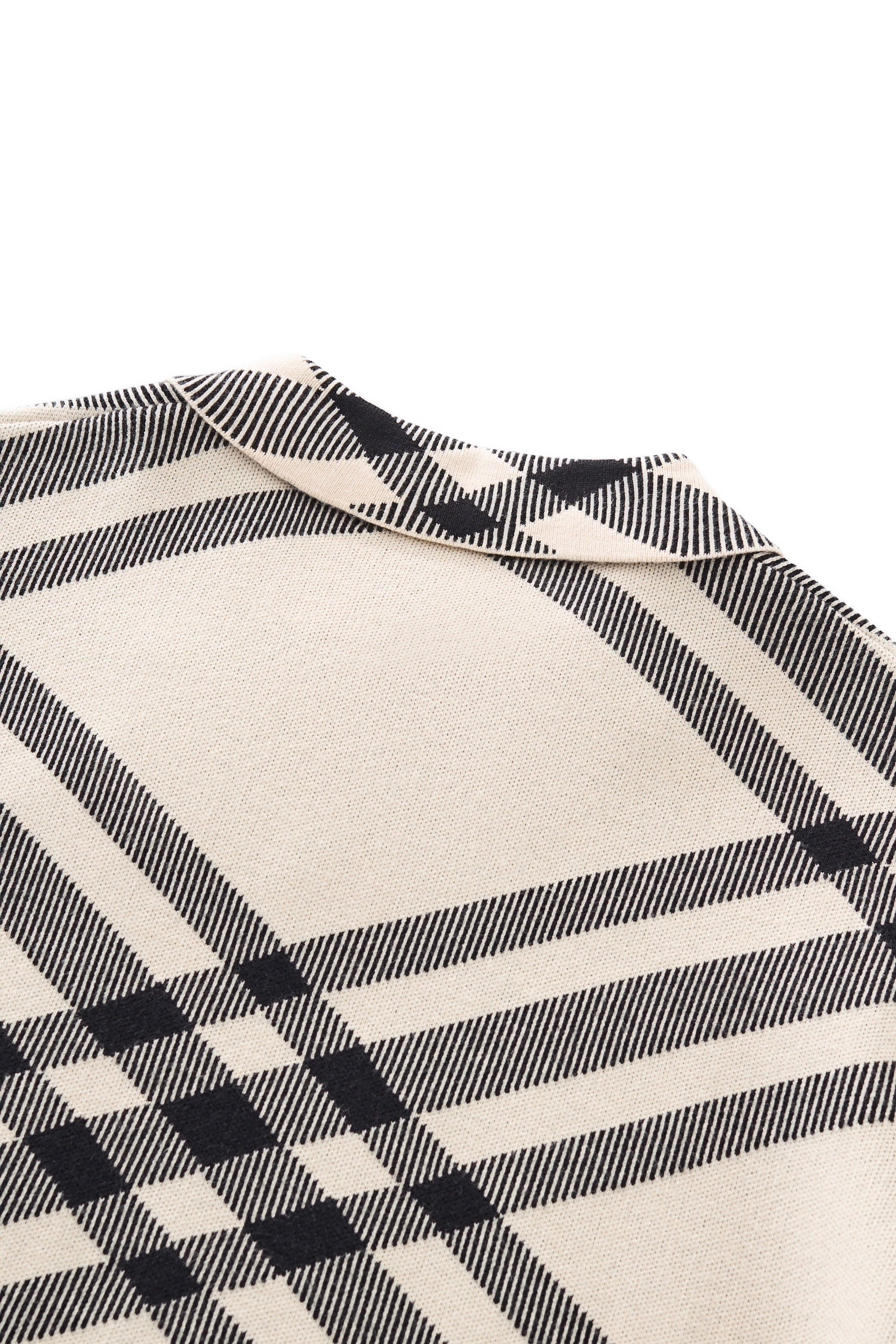 Paramount Lattice Knit Polo LS IVORY