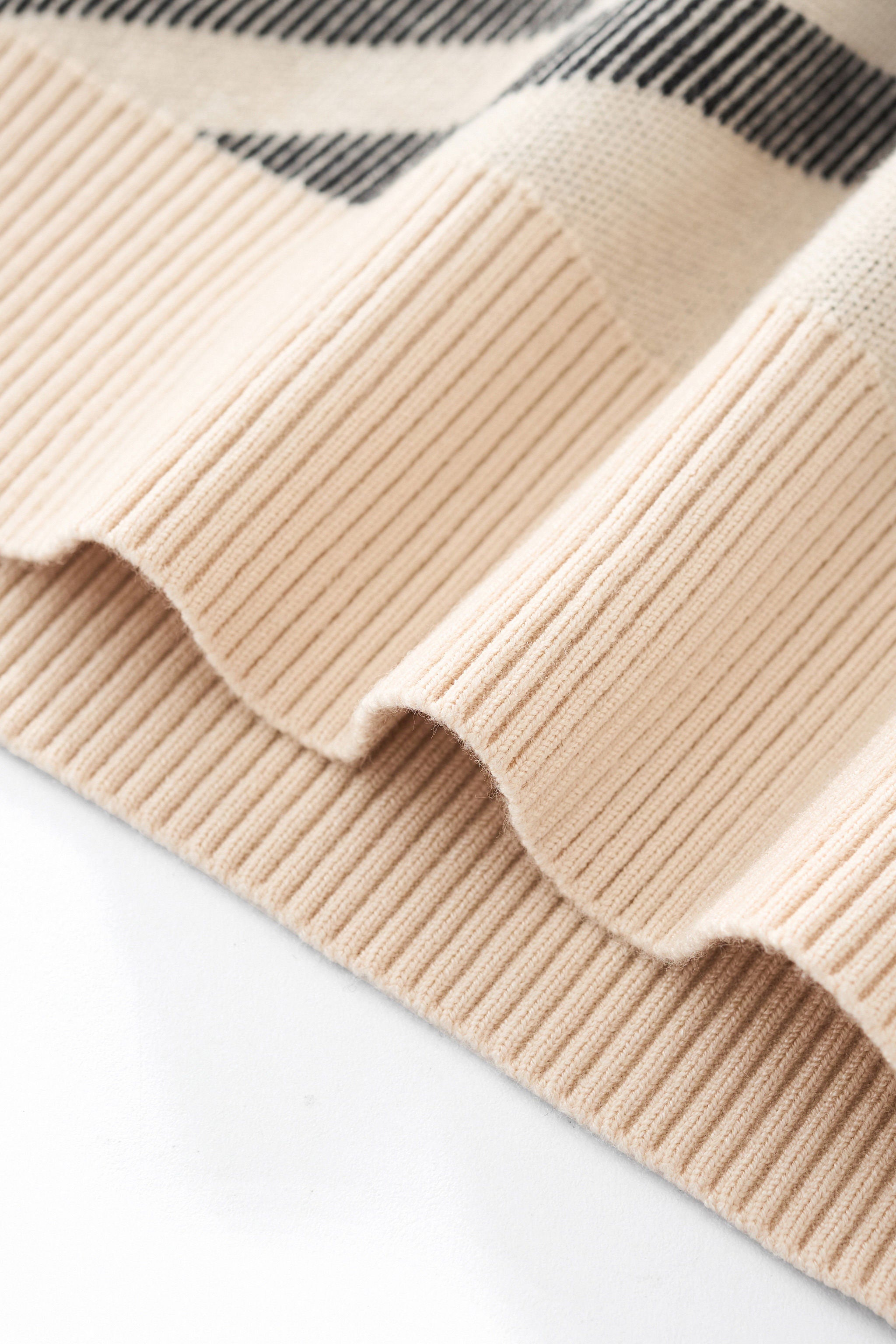 Paramount Lattice Knit Polo LS IVORY