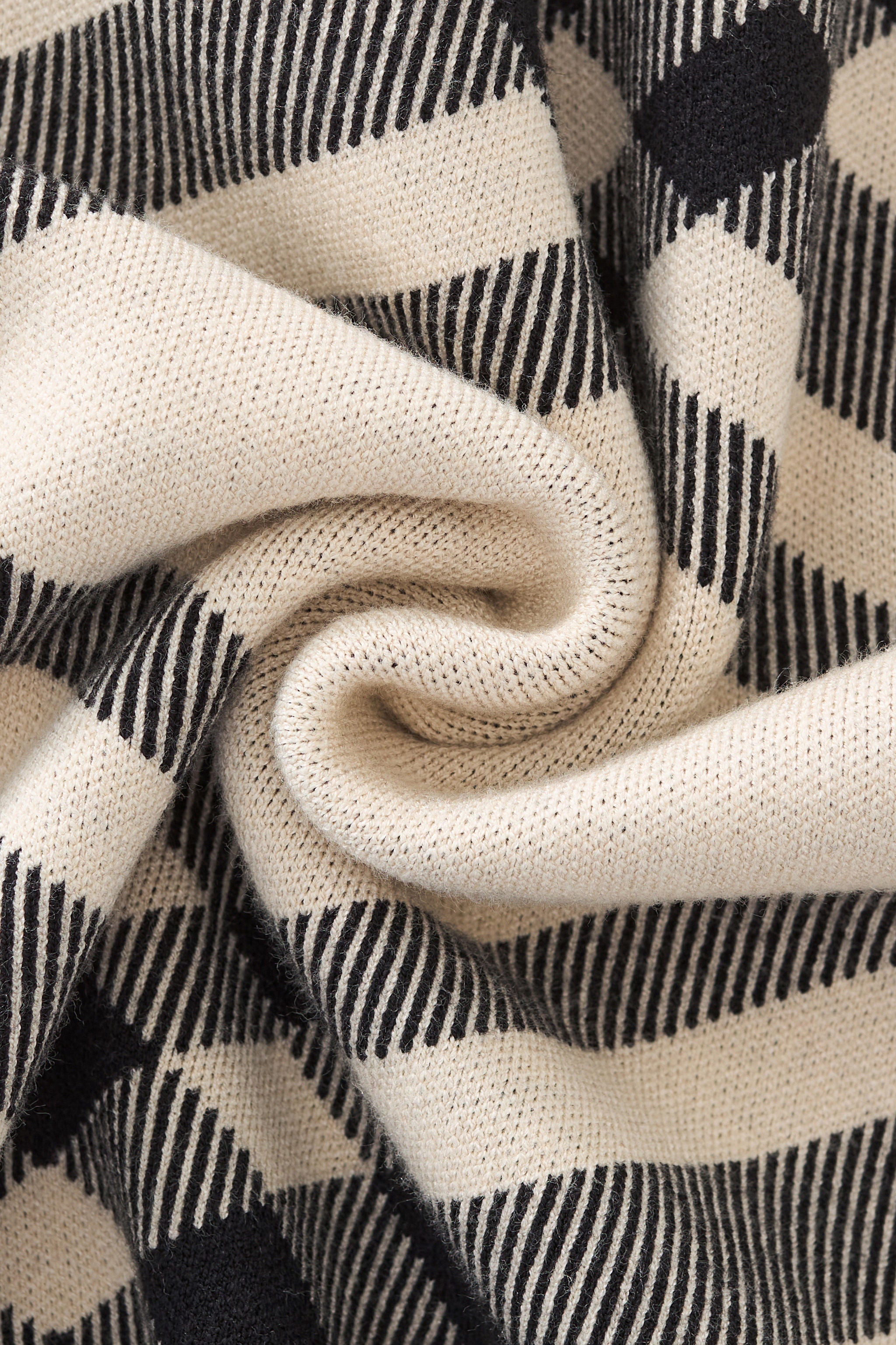 Paramount Lattice Knit Polo LS IVORY