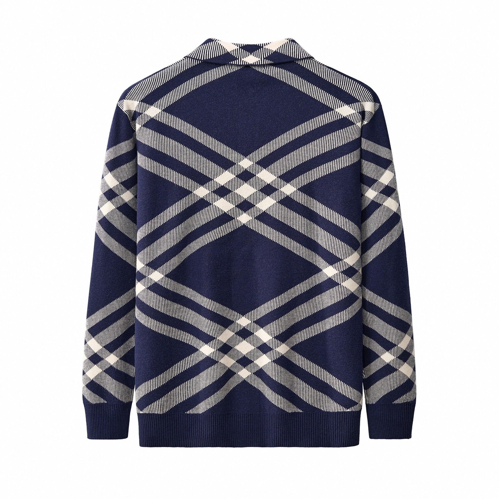 Paramount Lattice Knit Polo LS NAVY