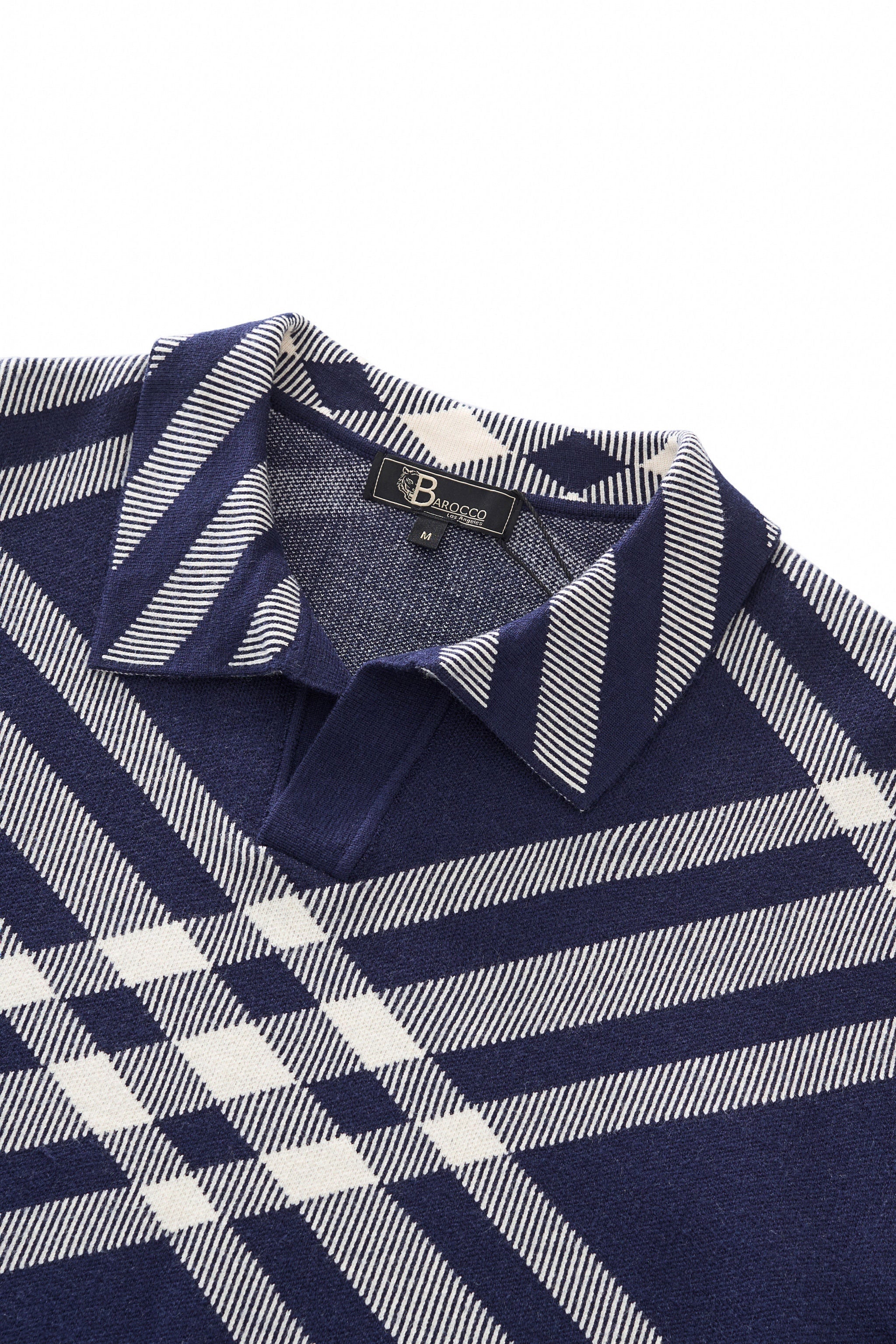 Paramount Lattice Knit Polo LS NAVY