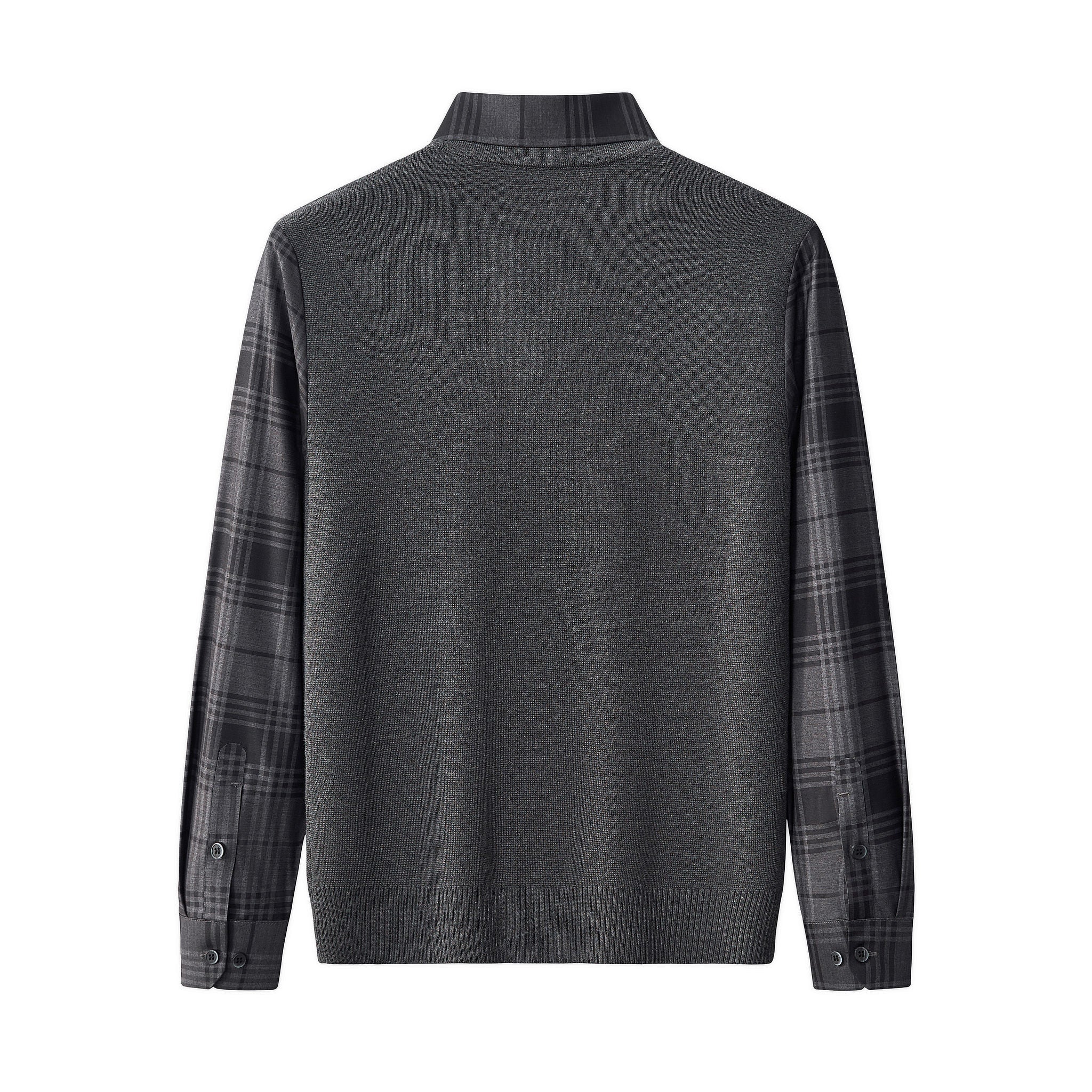 Dual-Layer Knit Fusion LS Sweater Shirt GREY