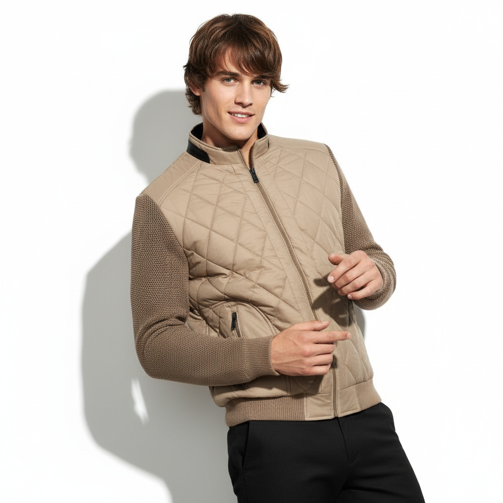 Urban Crest Quilted Bomber BEIGE