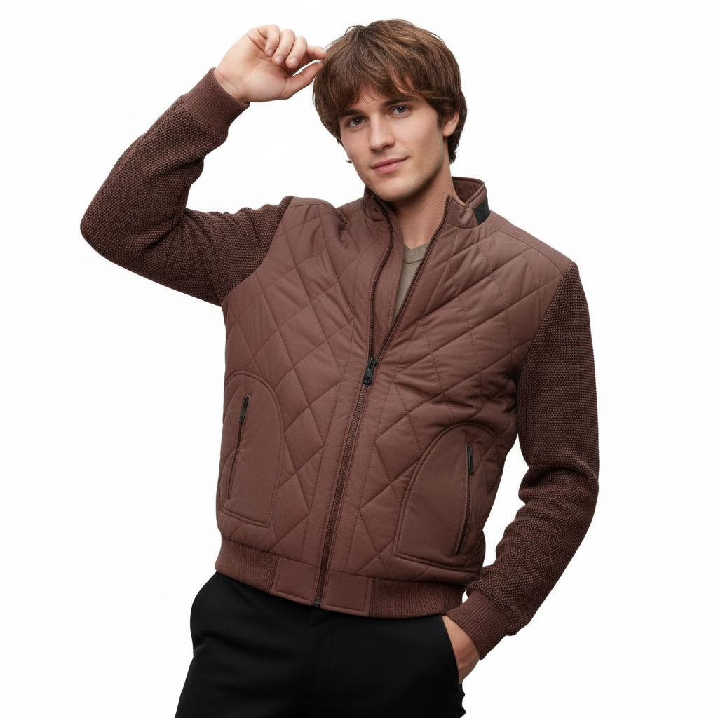 Urban Crest Quilted Bomber COFFEE