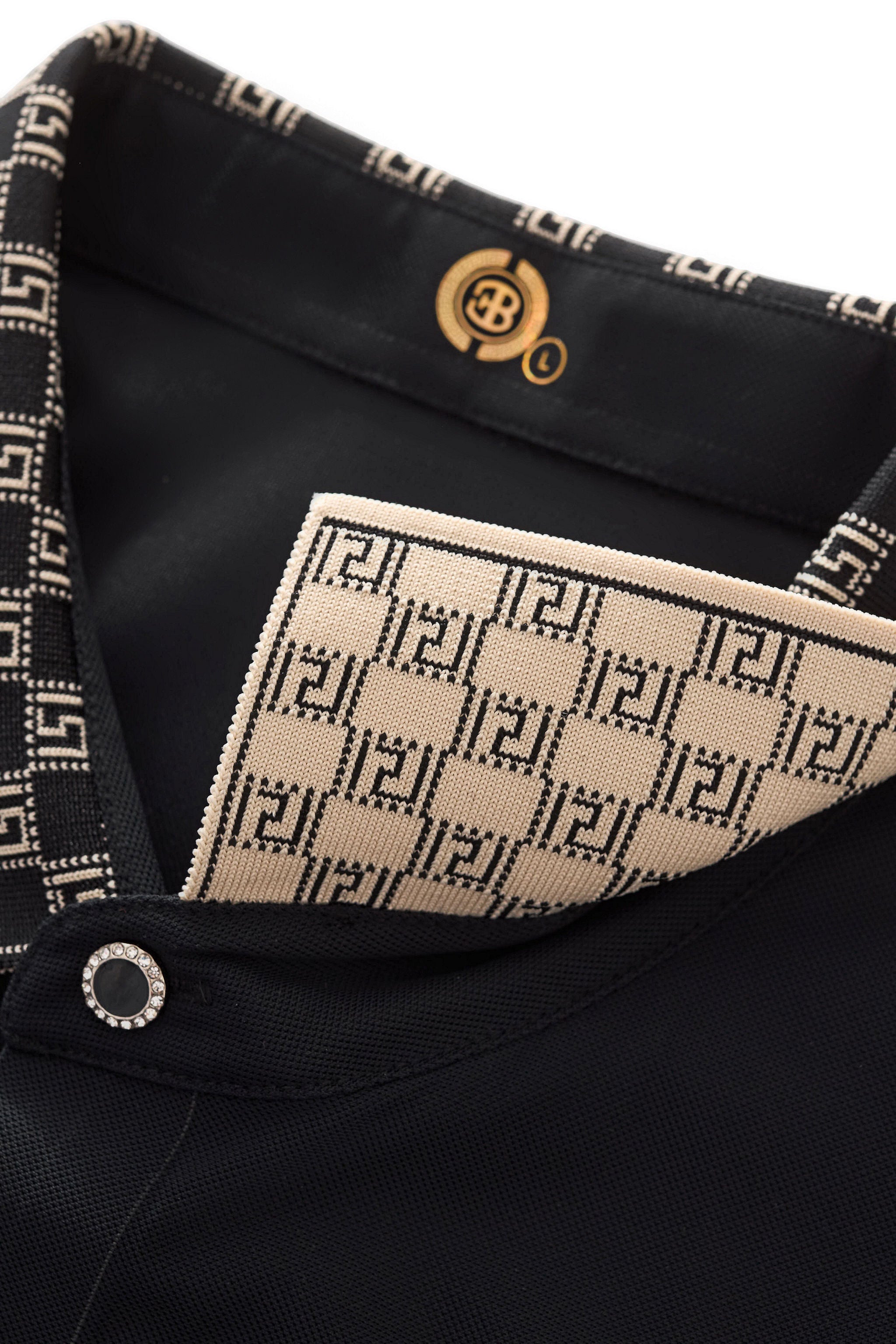 Monogram Trim Performance Polo - El baron BLACK