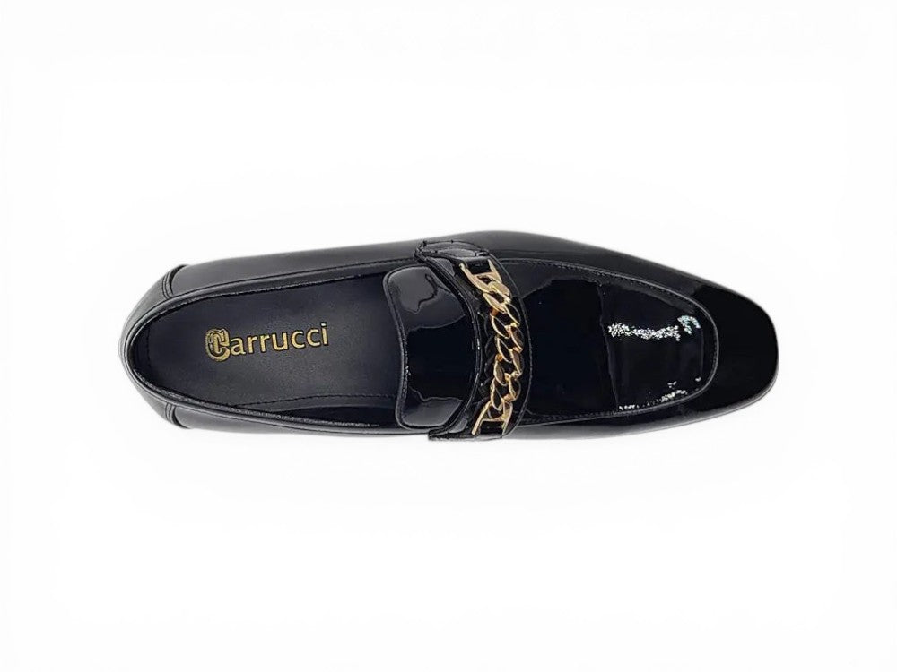 Beveled Squared Toe Patent Leather Loafer