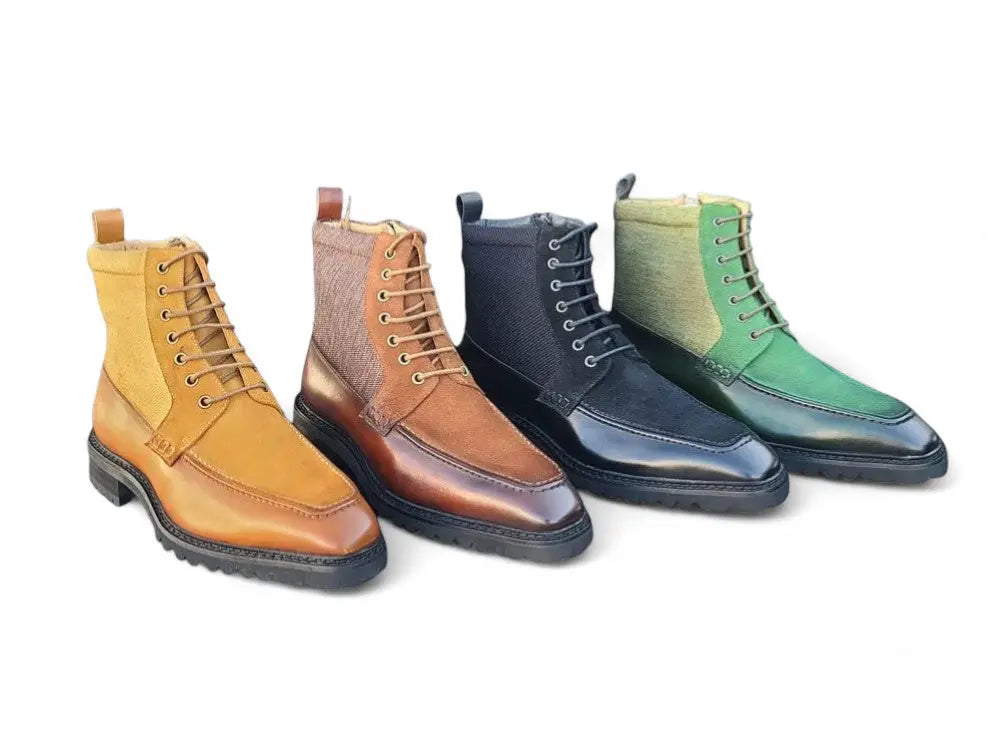 Burnished Calfskin & Suede Slip-On Boot