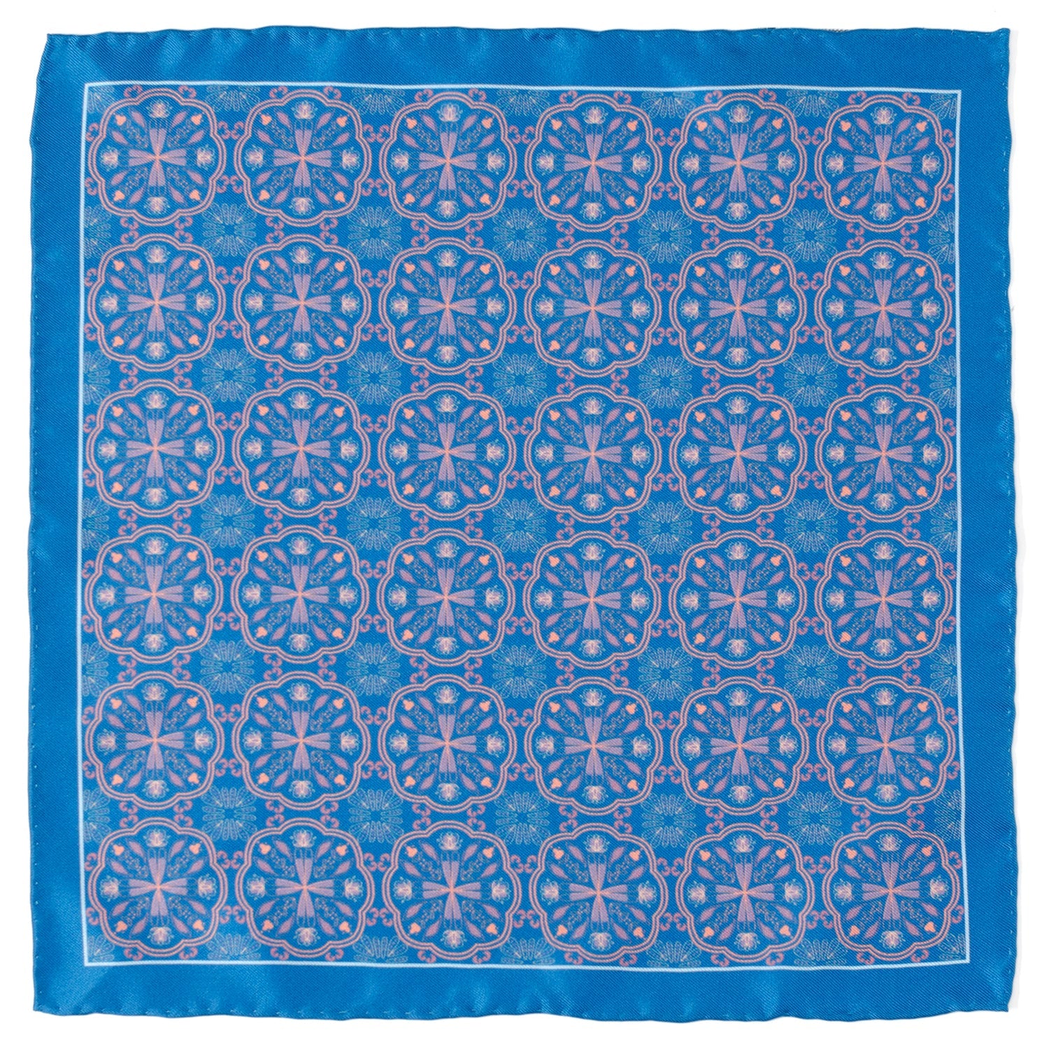 Aboriginal Ornament Patterned Blue Pocket Square