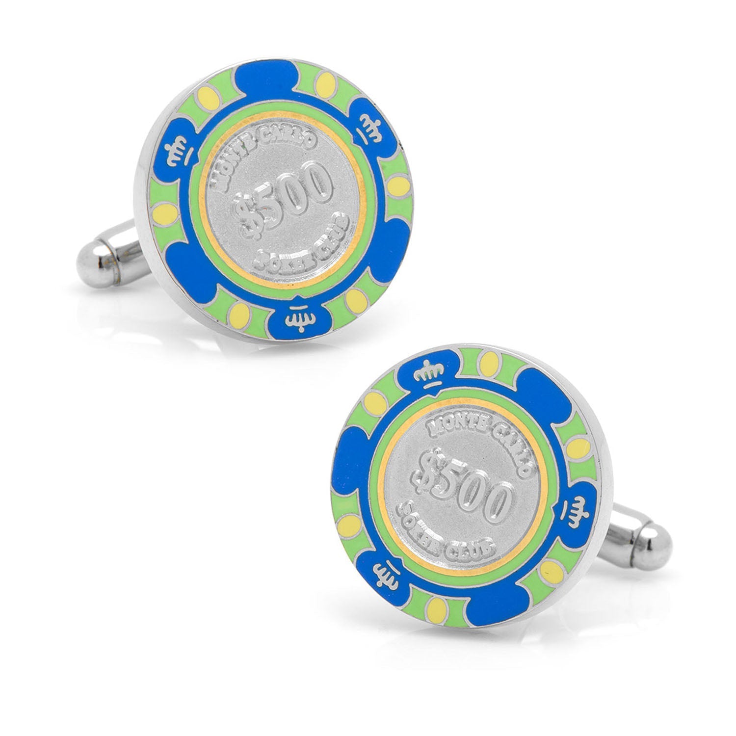 Poker Chip $500 Blue Cufflinks