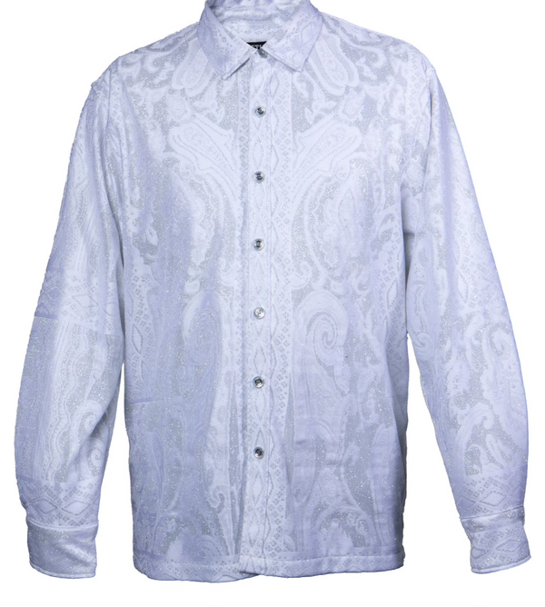 Prestige LACE-592 Long Sleeve Lace Shirt White/Silver