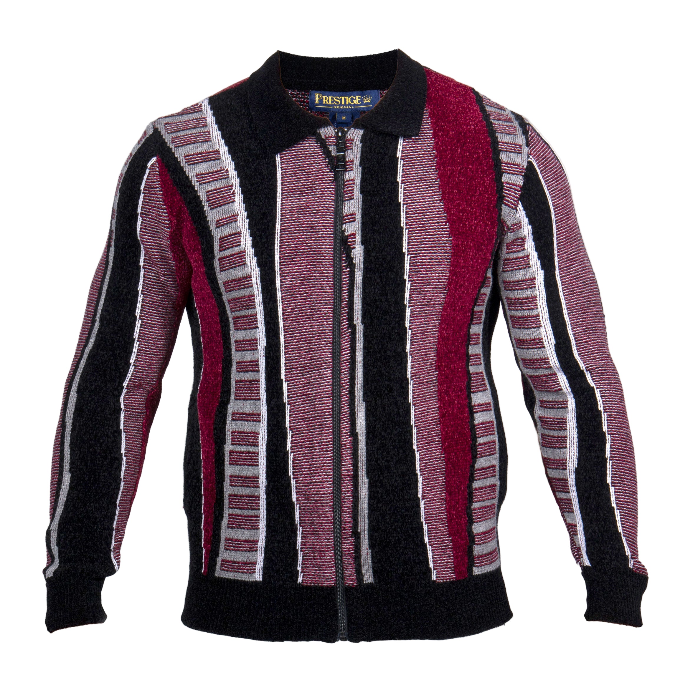 Prestige CH-250 Full Zip Jaccard Sweater Black