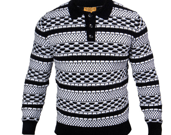 Prestige CH-425 3 Button Polo Sweater Black