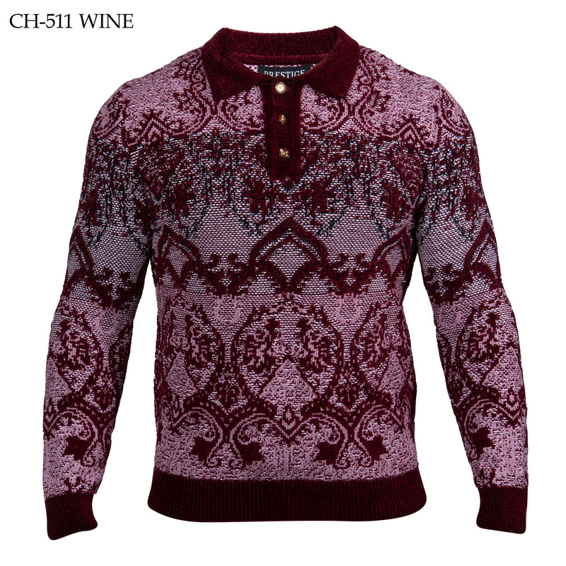 Prestige CH-511 L/S 3 Button Polo Wine