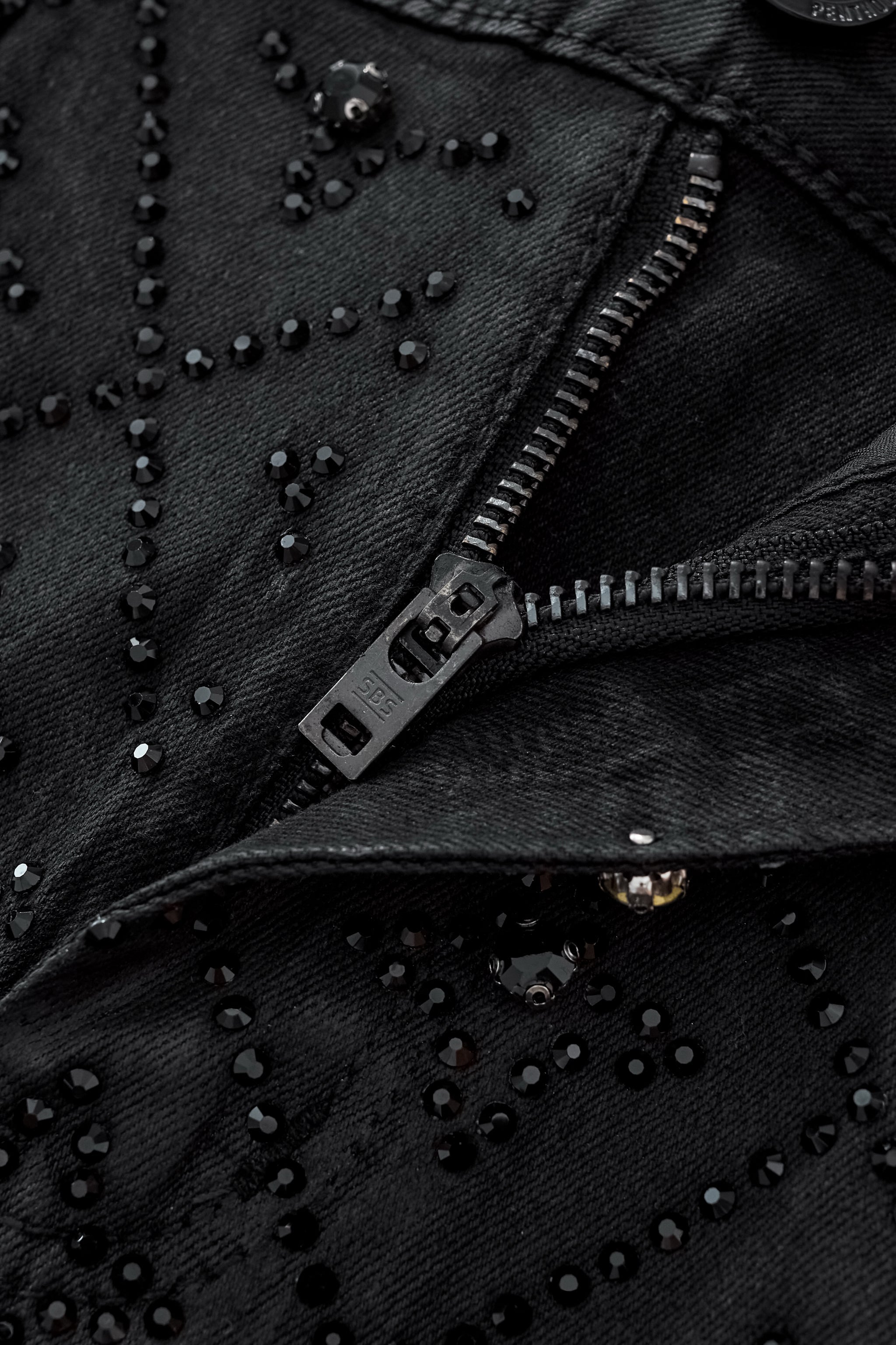 Radiant Embellished Denim Pant – Century Penthouse BLACK