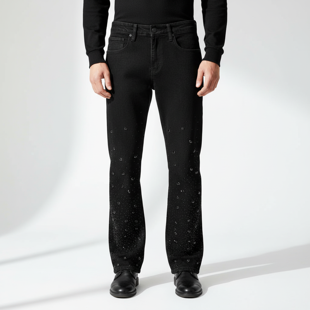 Celestial Stud Denim Pant – Century Penthouse BLACK