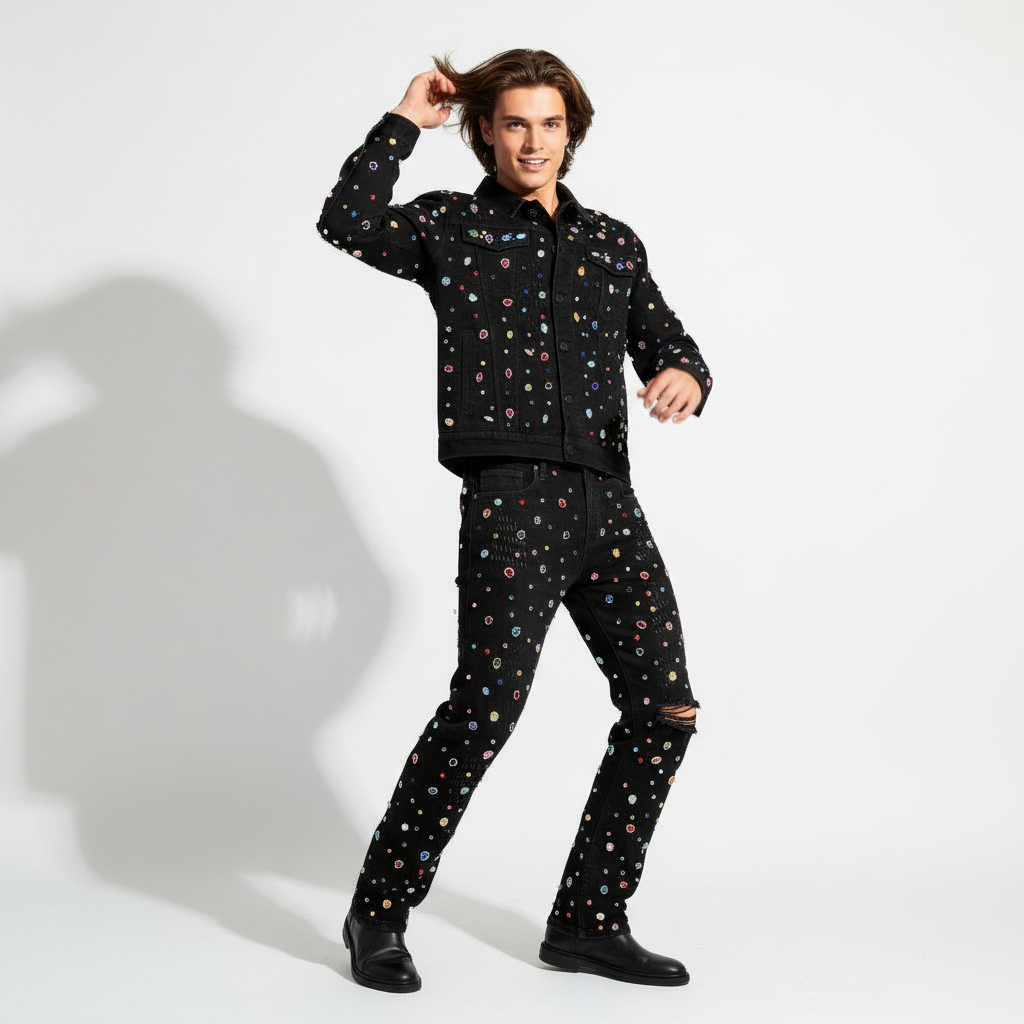 Prism Gem Denim Jkt – Century Penthouse BLACK