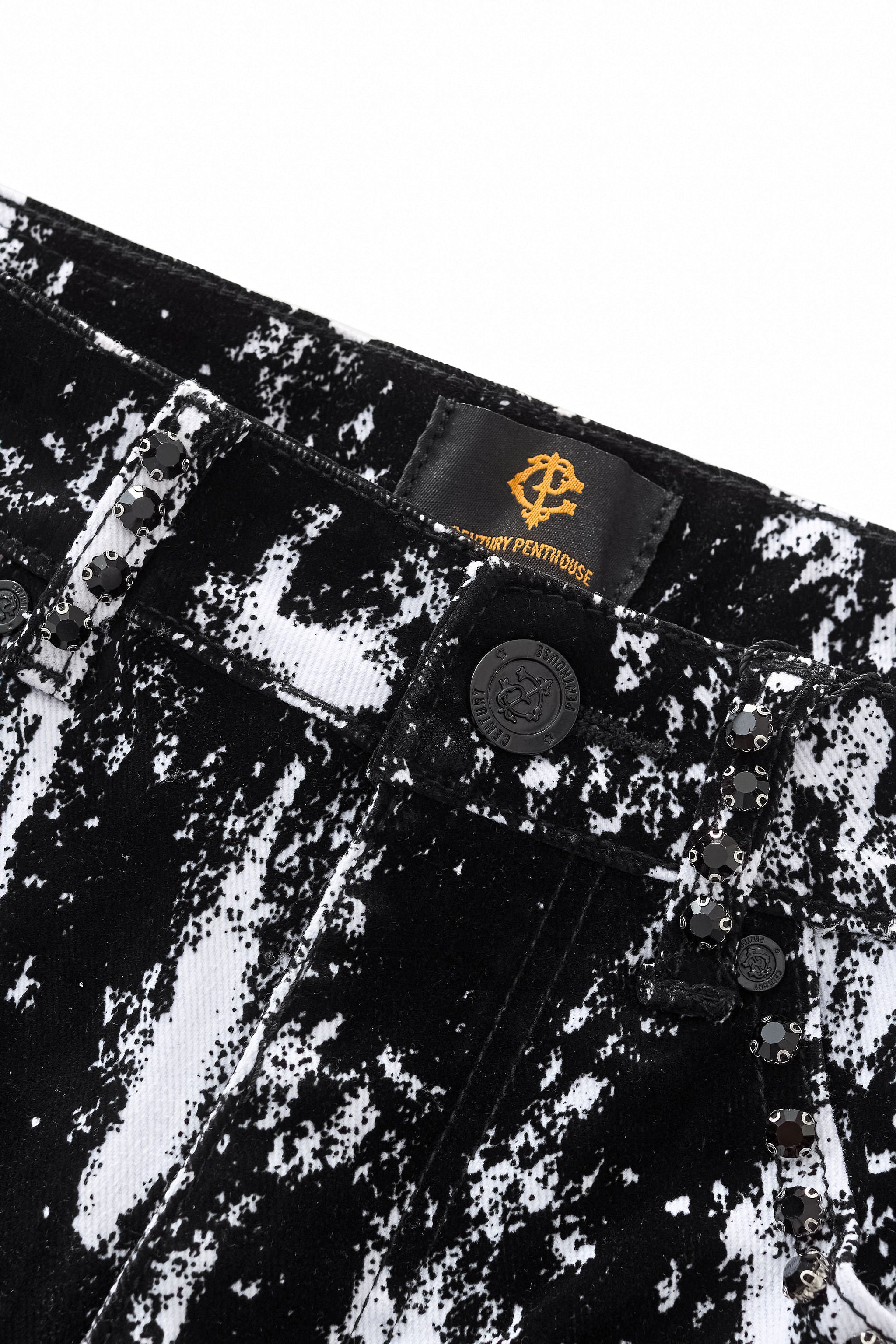 Flocked Eclipse Denim Pant – Century Penthouse BLACK