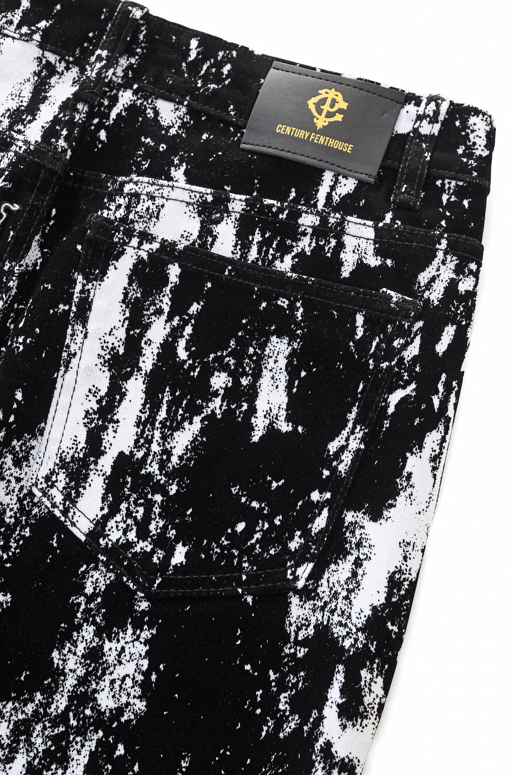 Flocked Eclipse Denim Pant – Century Penthouse BLACK