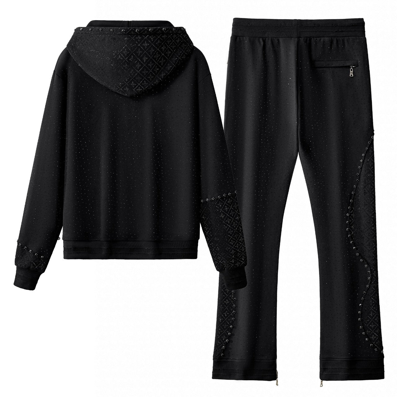 Radiant Grid Stone Hoodie & Jogger Set BLACK