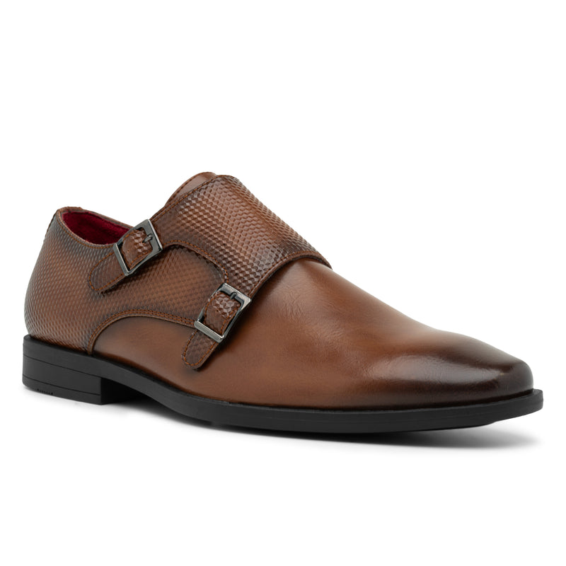 Tayno Cleico Pu Double Monck Strap Shoes Cognac