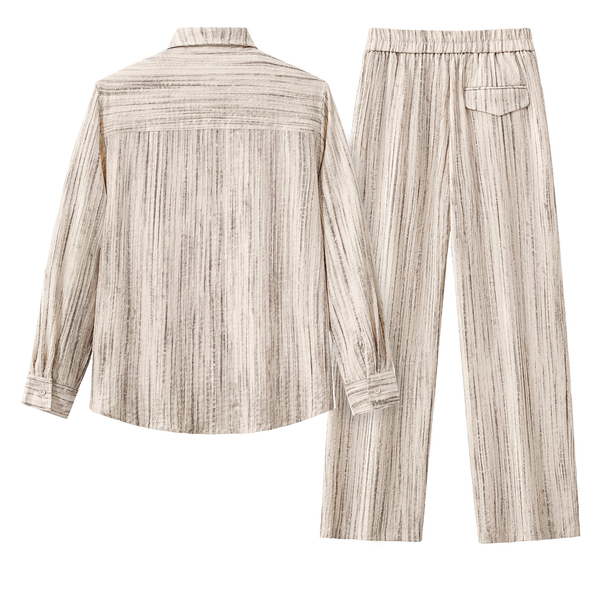 Canyon Set – Printed LS Shirt & Pleated pant TAUPE