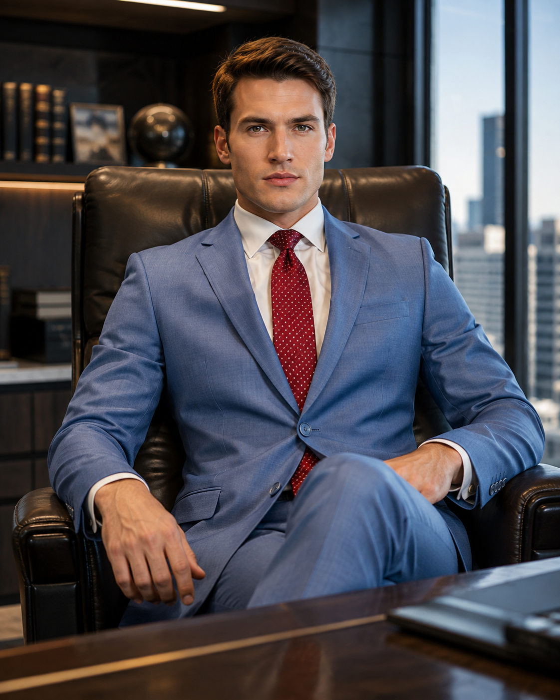 Caravelli S600512U Slim Fit 3pcs Suit Powder Blue