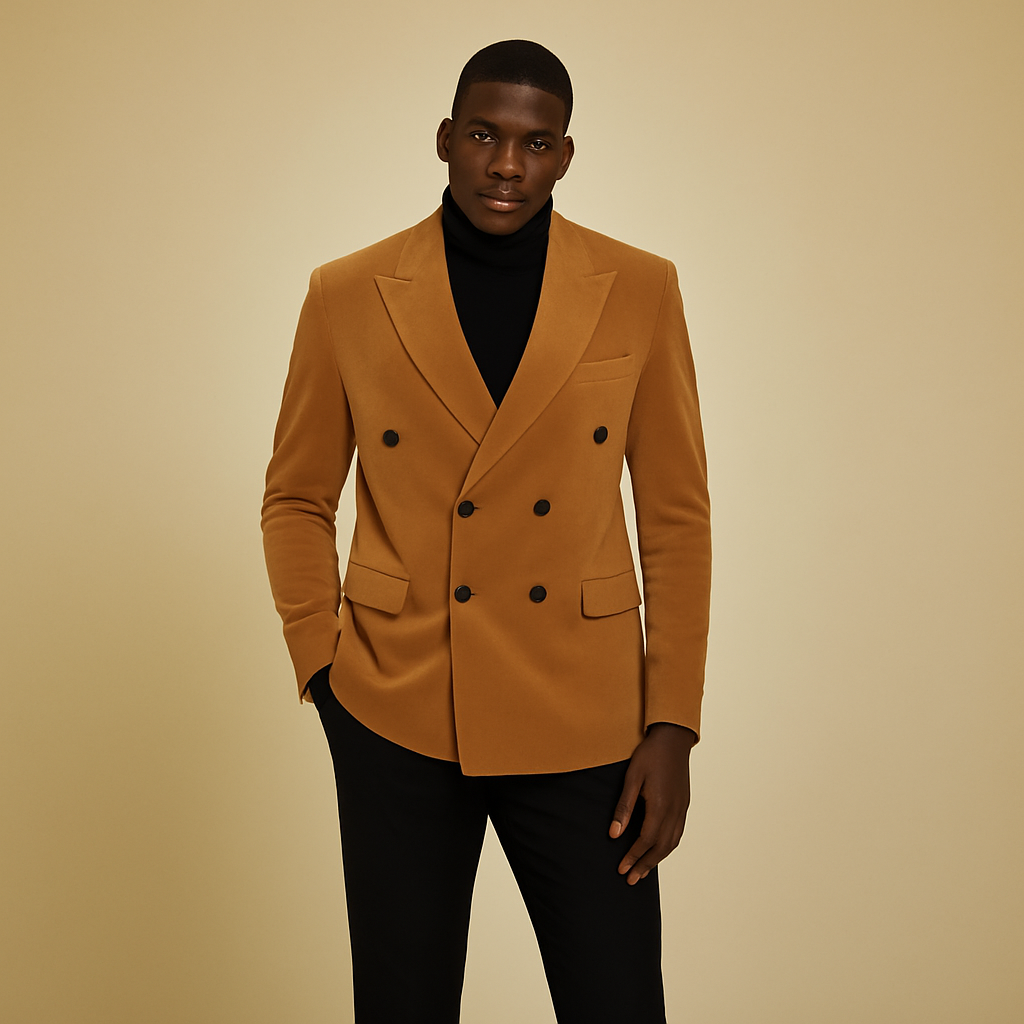 Inserch BL-502 Dobuled Breasted Blazer Brown Sugar