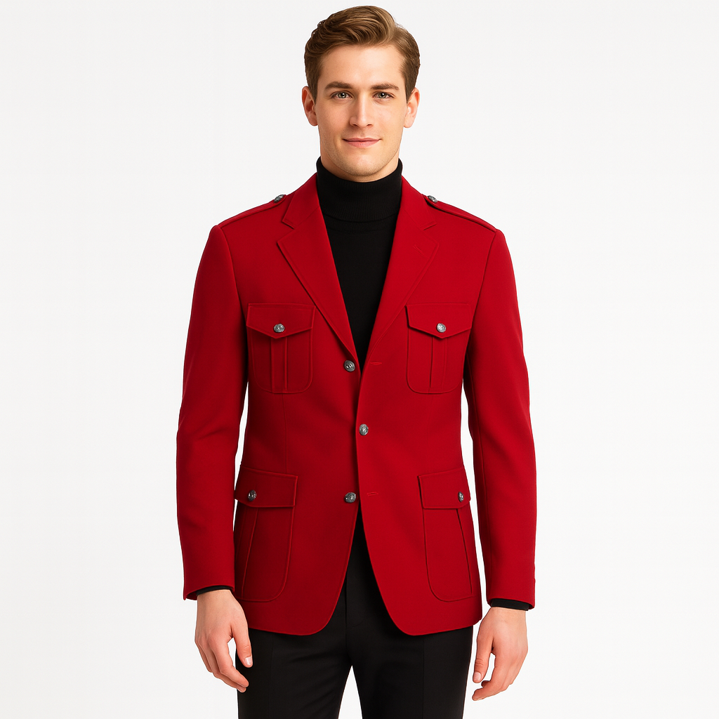 Inserch BL-569 Velvet Military Jacket Red