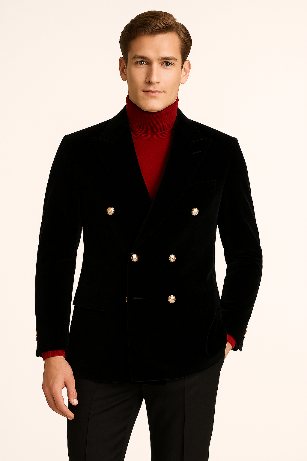 Inserch BL- 502 Dobuled Breasted Blazer Black