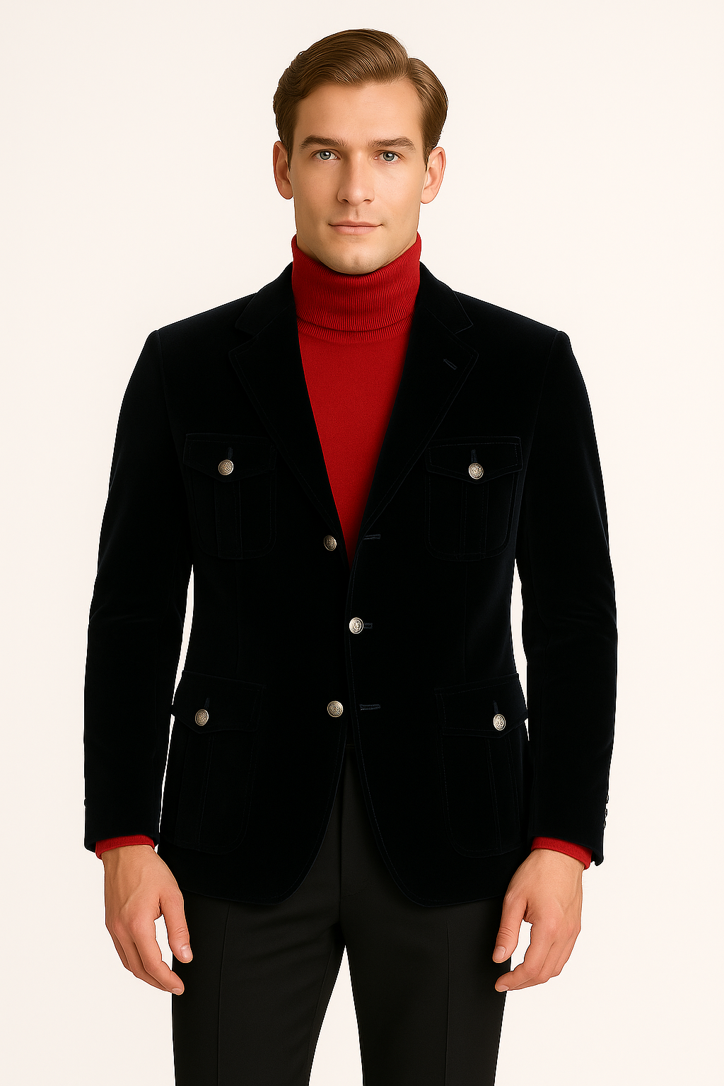 Inserch BL-569 Velvet Military Jacket Black