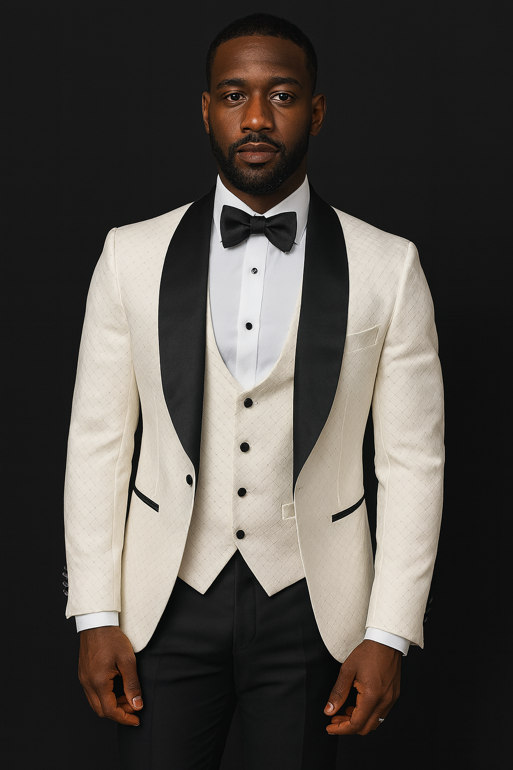 Vitali M2340 3 Pieces Vested Tuxedo White