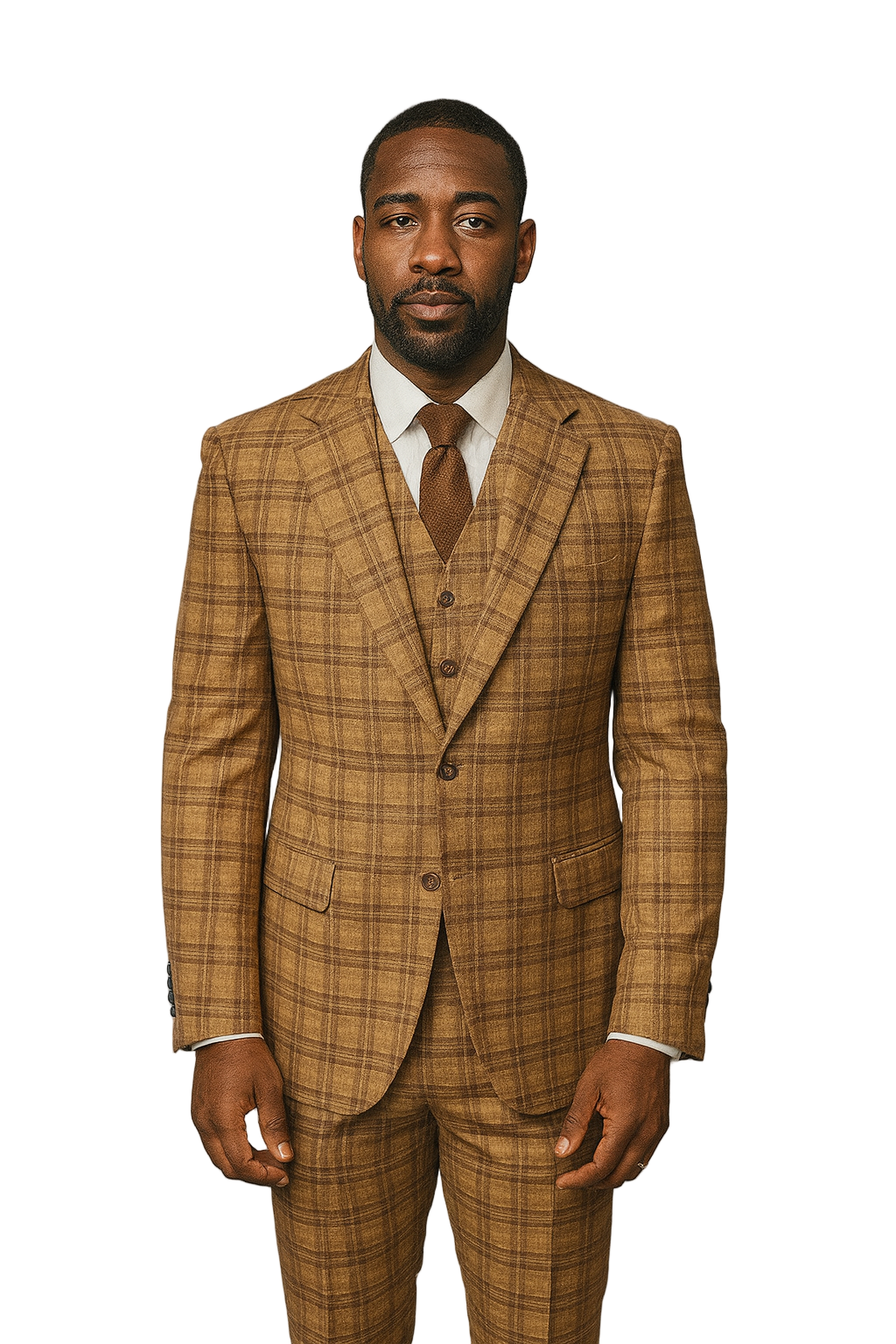 Vitali M1213 3 Pieces Vested  Suit Rust