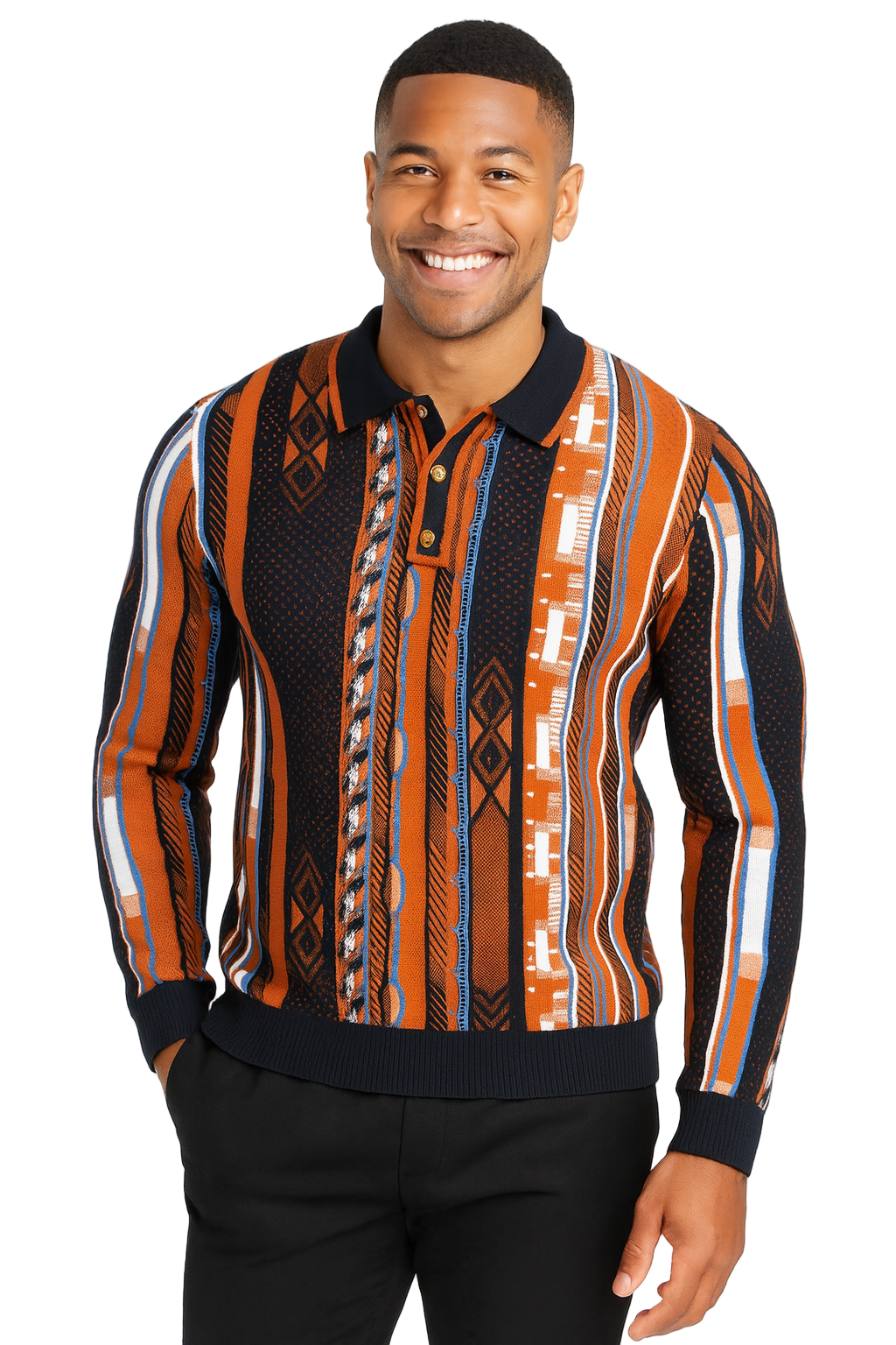 Prestige SW- 670 3 Button Polo Sweater Brick