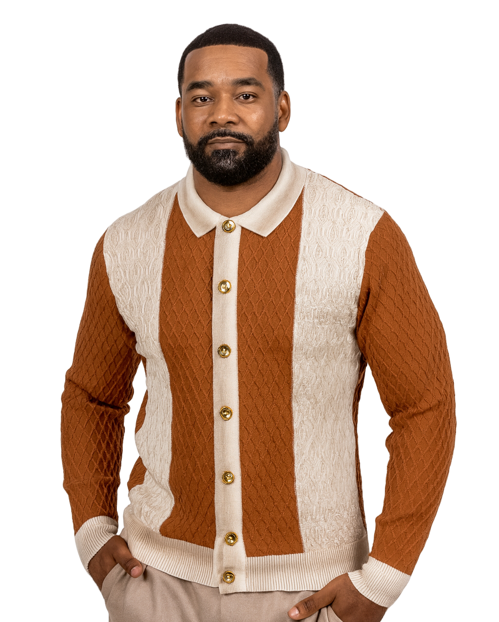 Prestige SW-687 Full Button Down Sweater Mocha