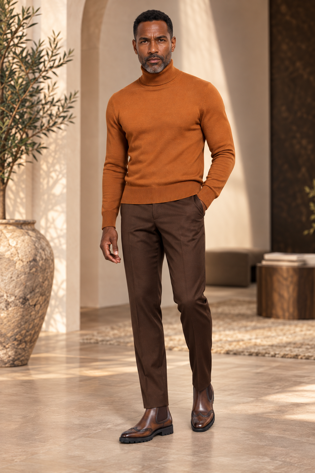 Lavane' 501T Turtleneck Pullover Slim Fit Copper