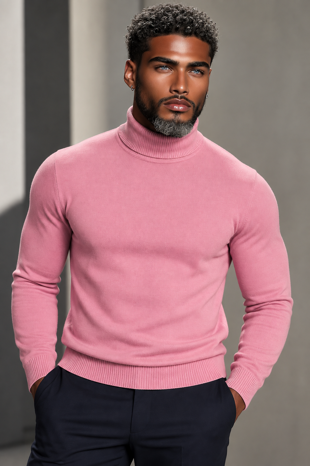 Lavane' 501T Turtleneck Pullover Slim Fit Pink
