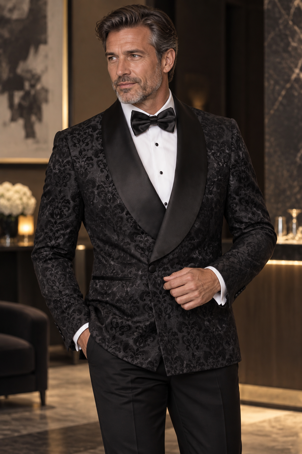 Vitali G5854 DB Slim Fit Tux Black