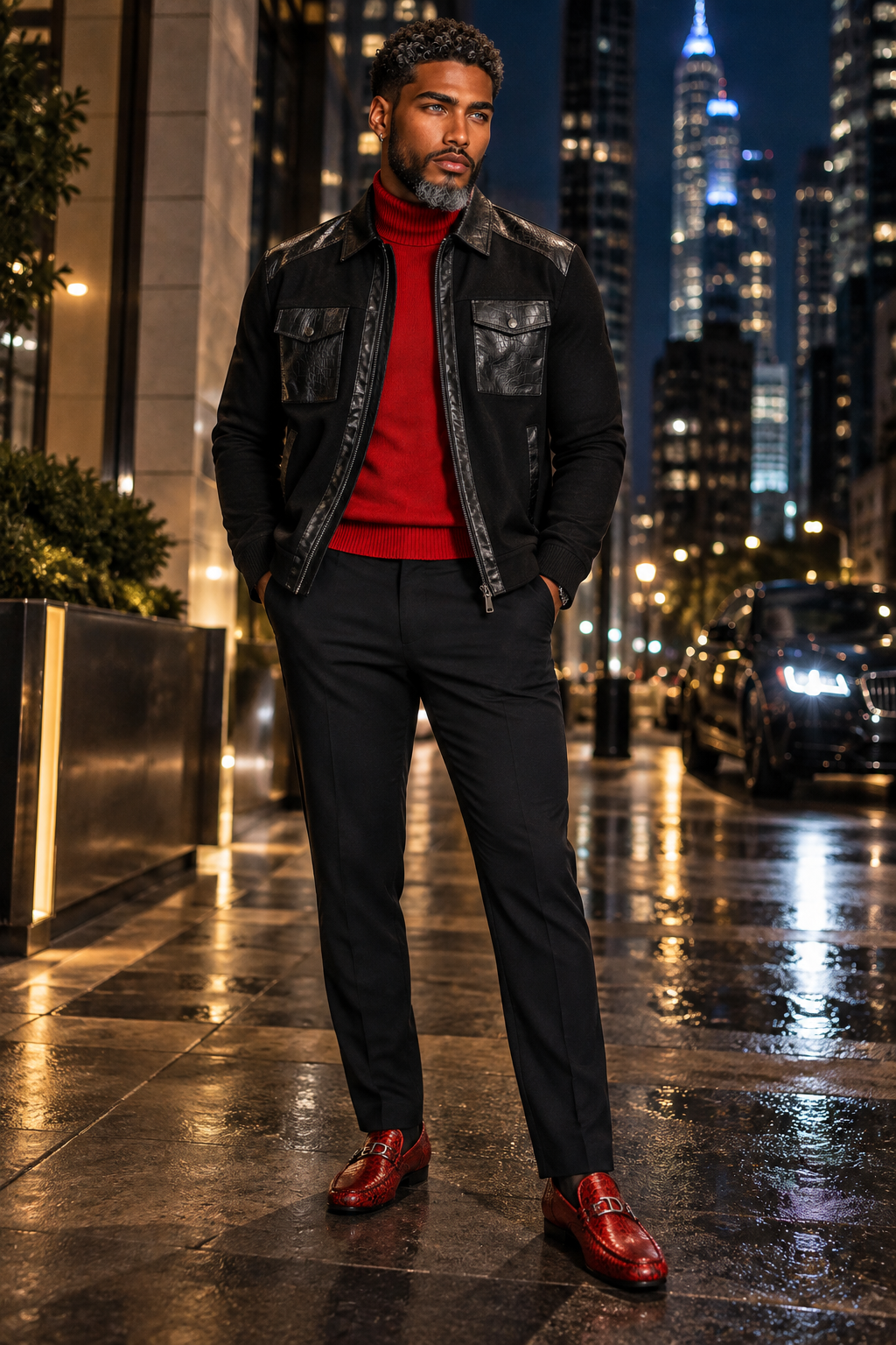 Lavane' 501T Turtleneck Pullover Slim Fit Red