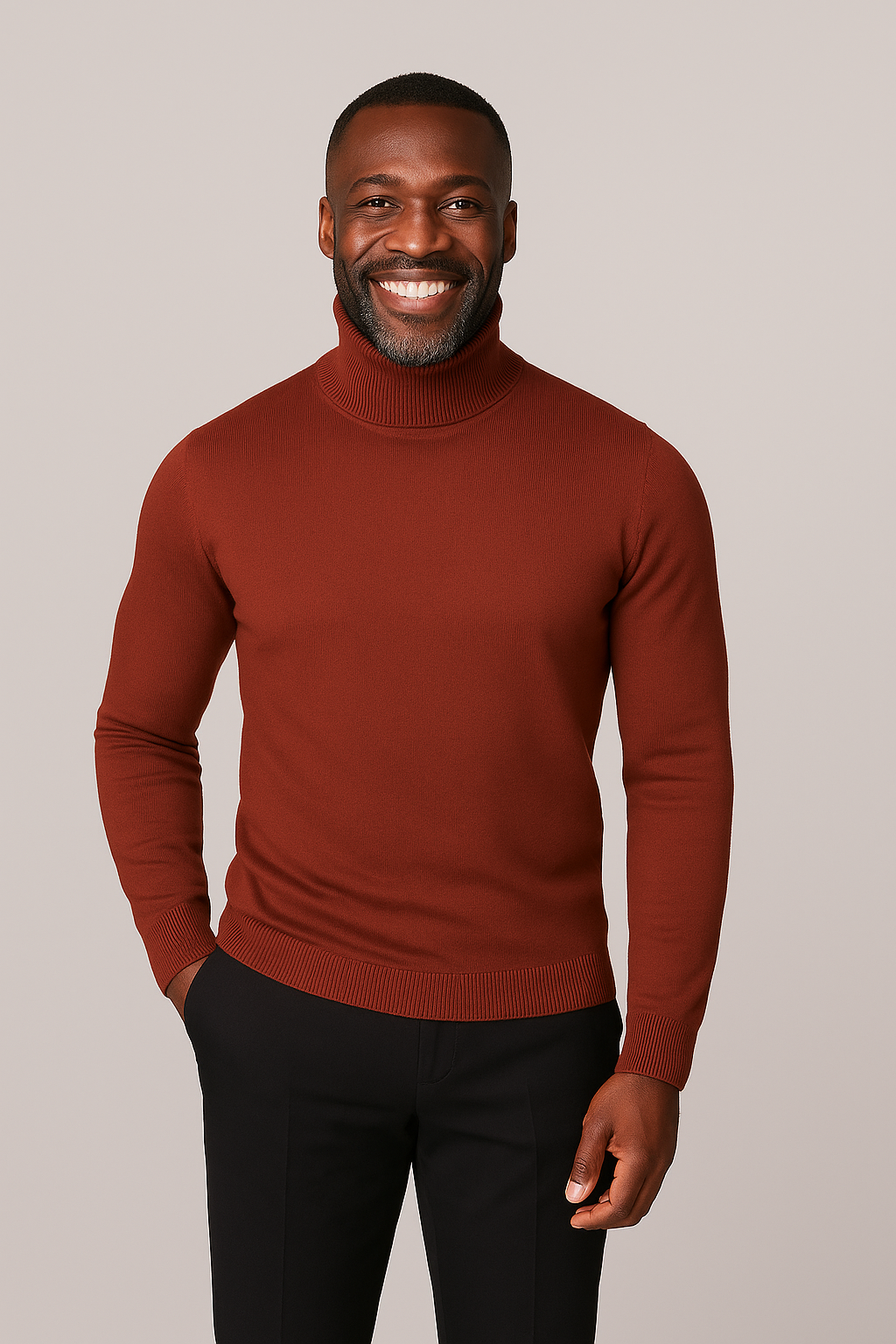 Lavane' 501T Turtleneck Pullover Slim Fit Rust