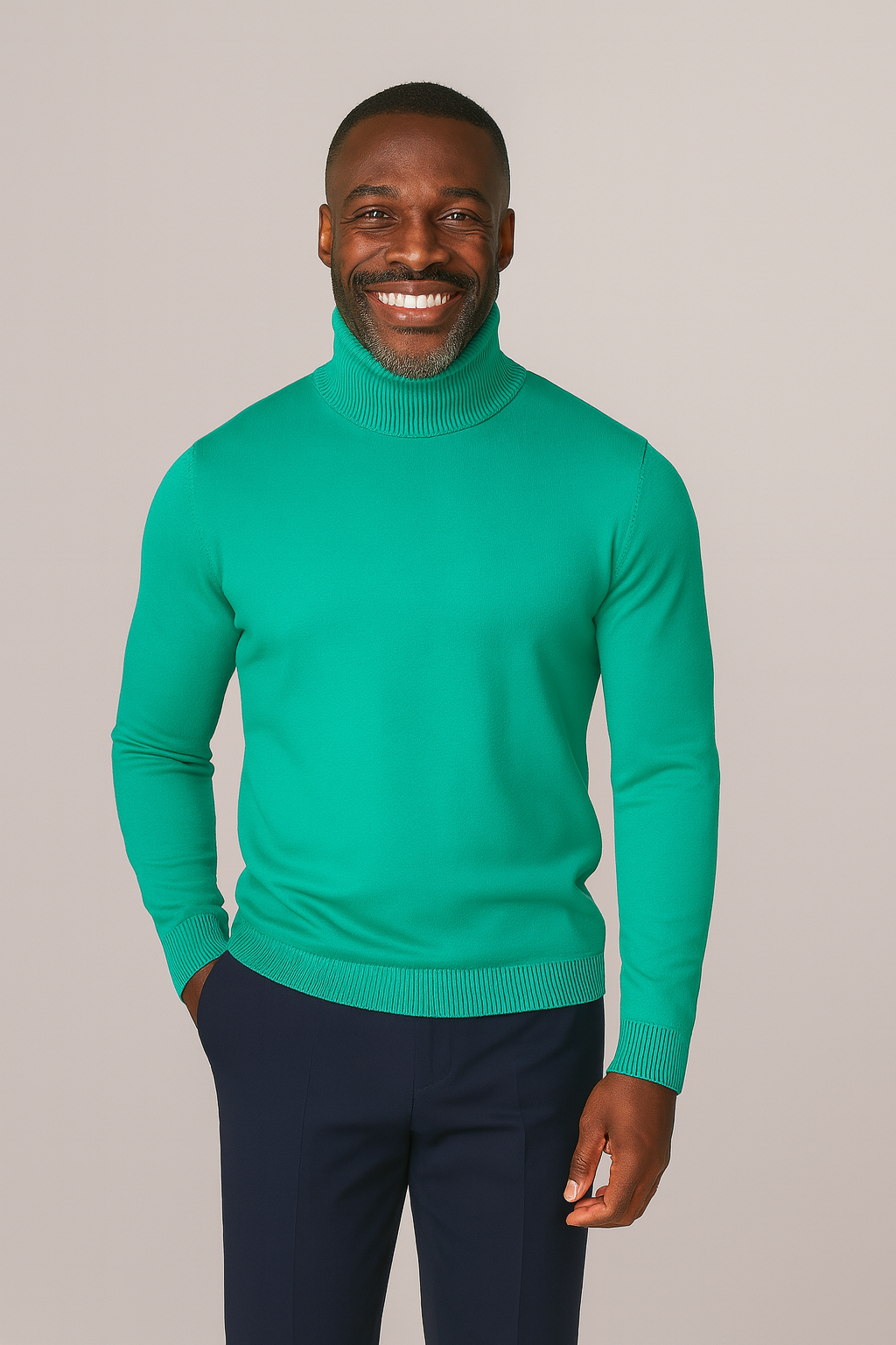 Lavane' 501T Slim Fit Turtleneck Pullover Turq