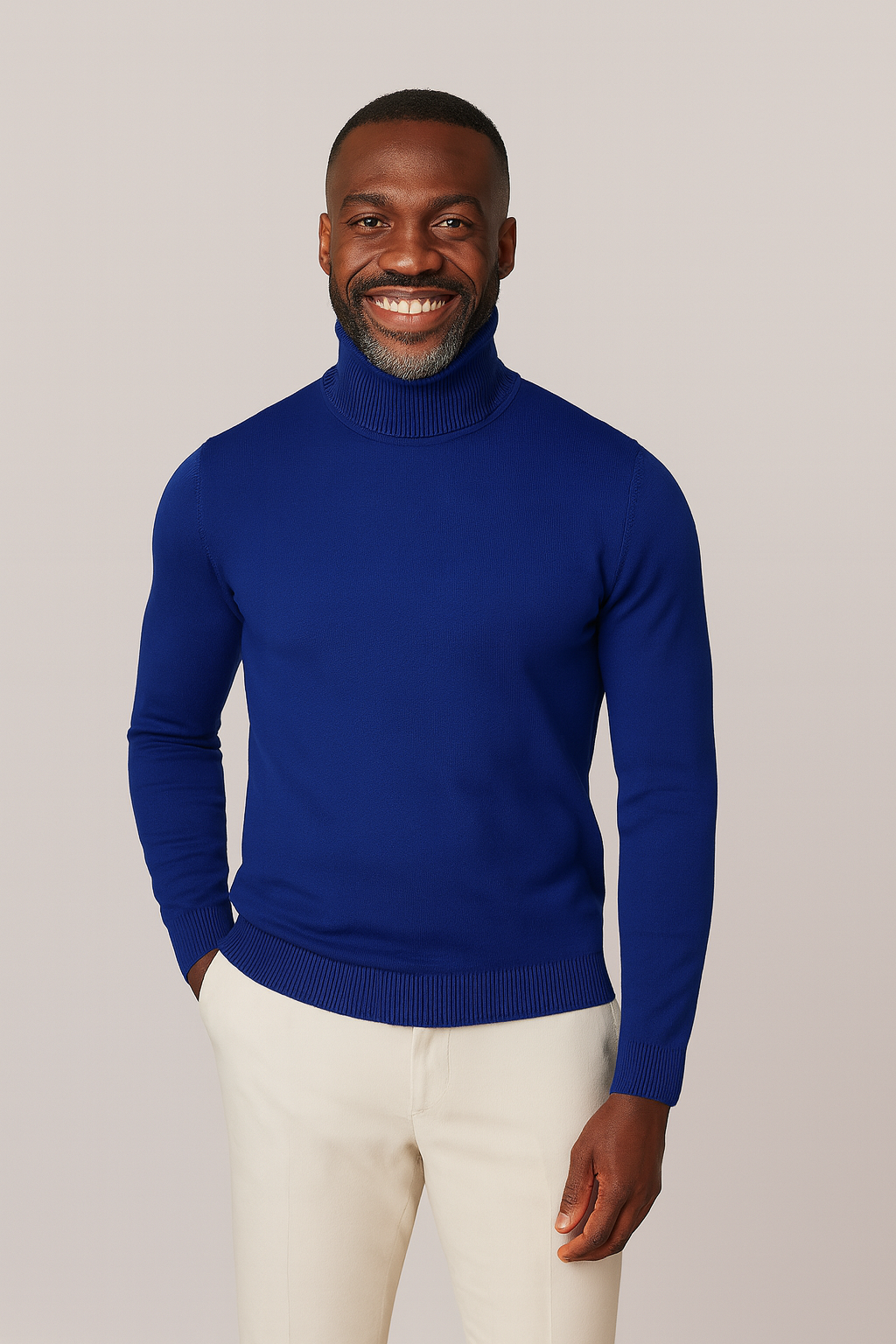 Lavane' 501T Slim Fit Turtleneck Pullover Cobalt Blue