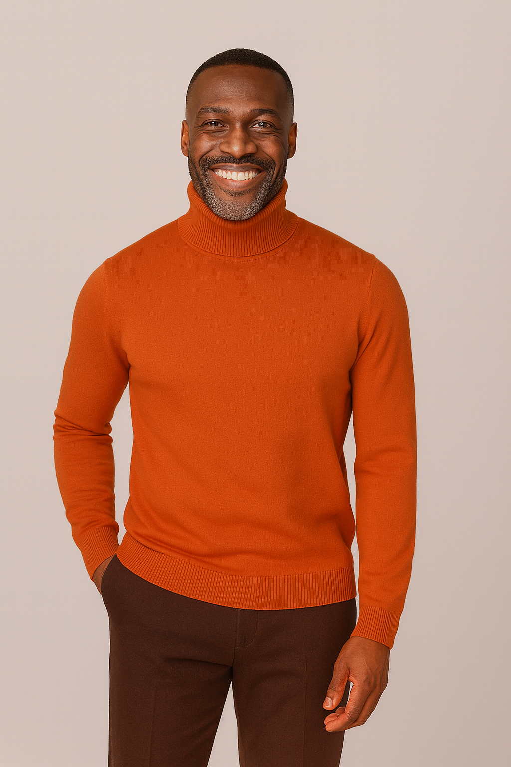 Lavane' 501T Turtleneck Pullover Slim Fit Orange