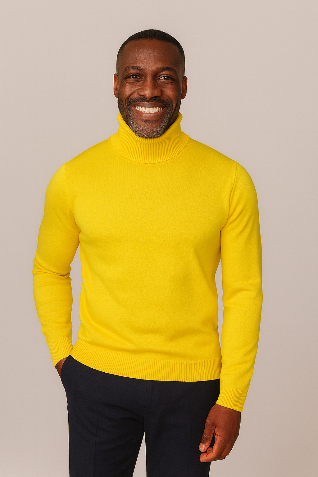 Lavane' 501T Slim Fit Turtleneck Pullover Yellow