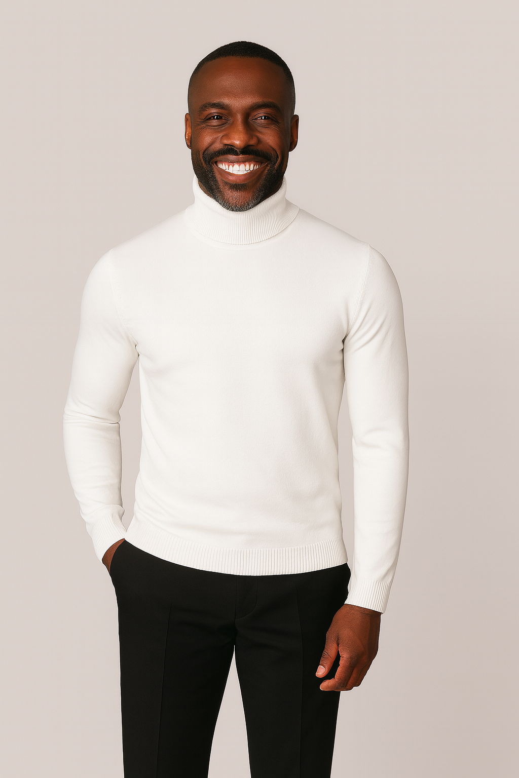 Lavane' 501T Slim Fit Turtleneck Pullover White