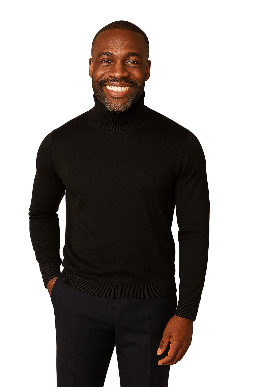 Lavane' 501M L/S Slim Fit Mock Neck Black