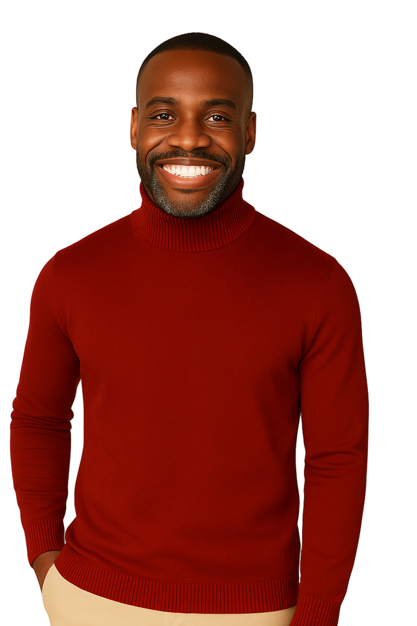 Bassiri 632Knit Long Sleeve High Mock Neck Red