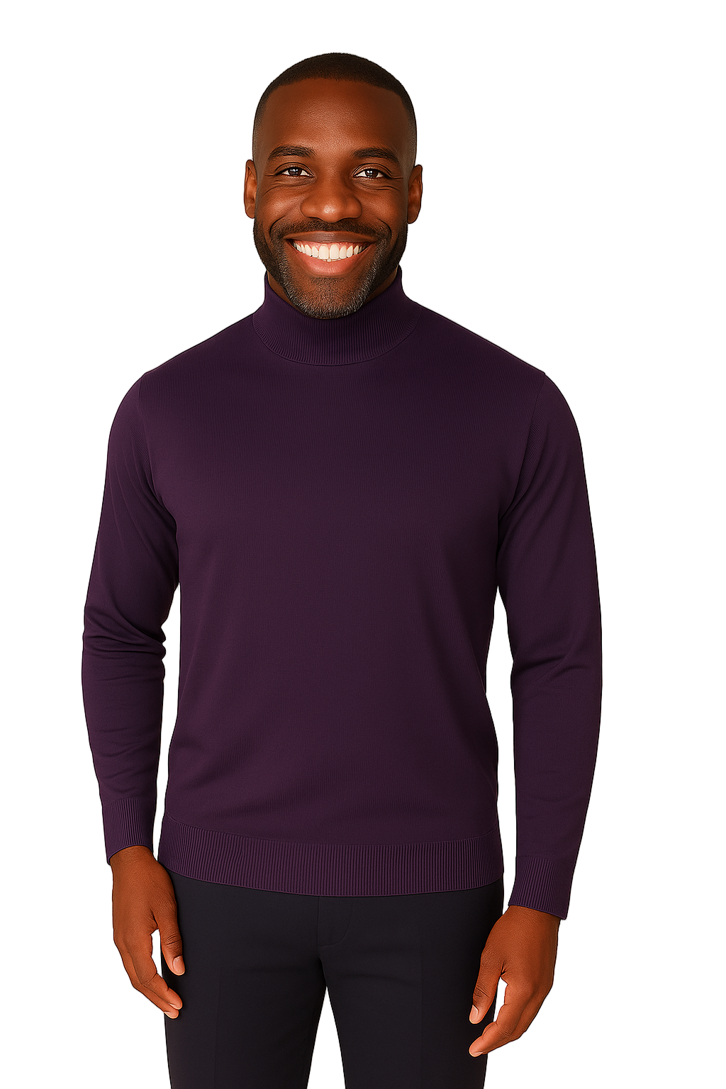 Lavane' 501M L/S Slim Fit Mock Neck Purple