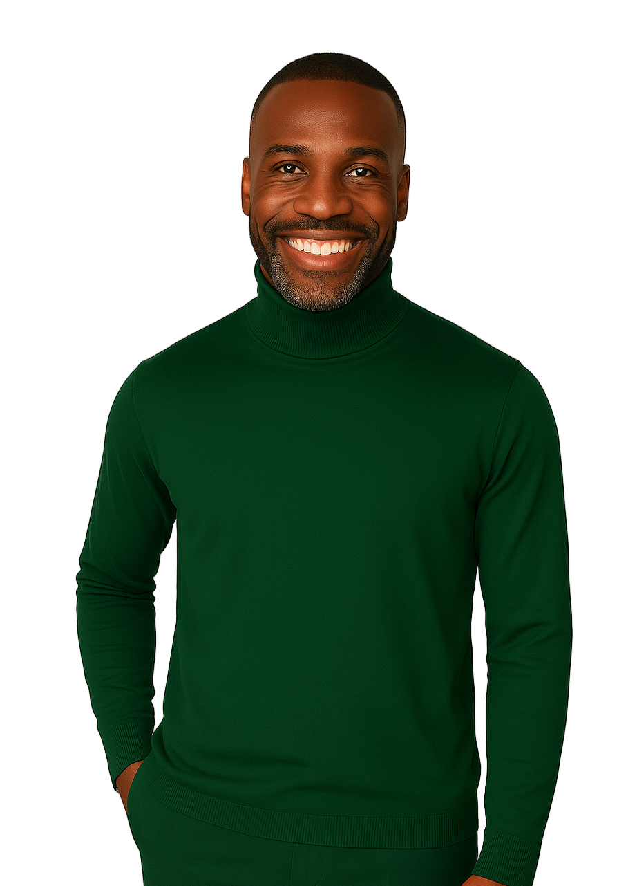 Bassiri 632 Knit Long Sleeve High Mock Neck Emerlad