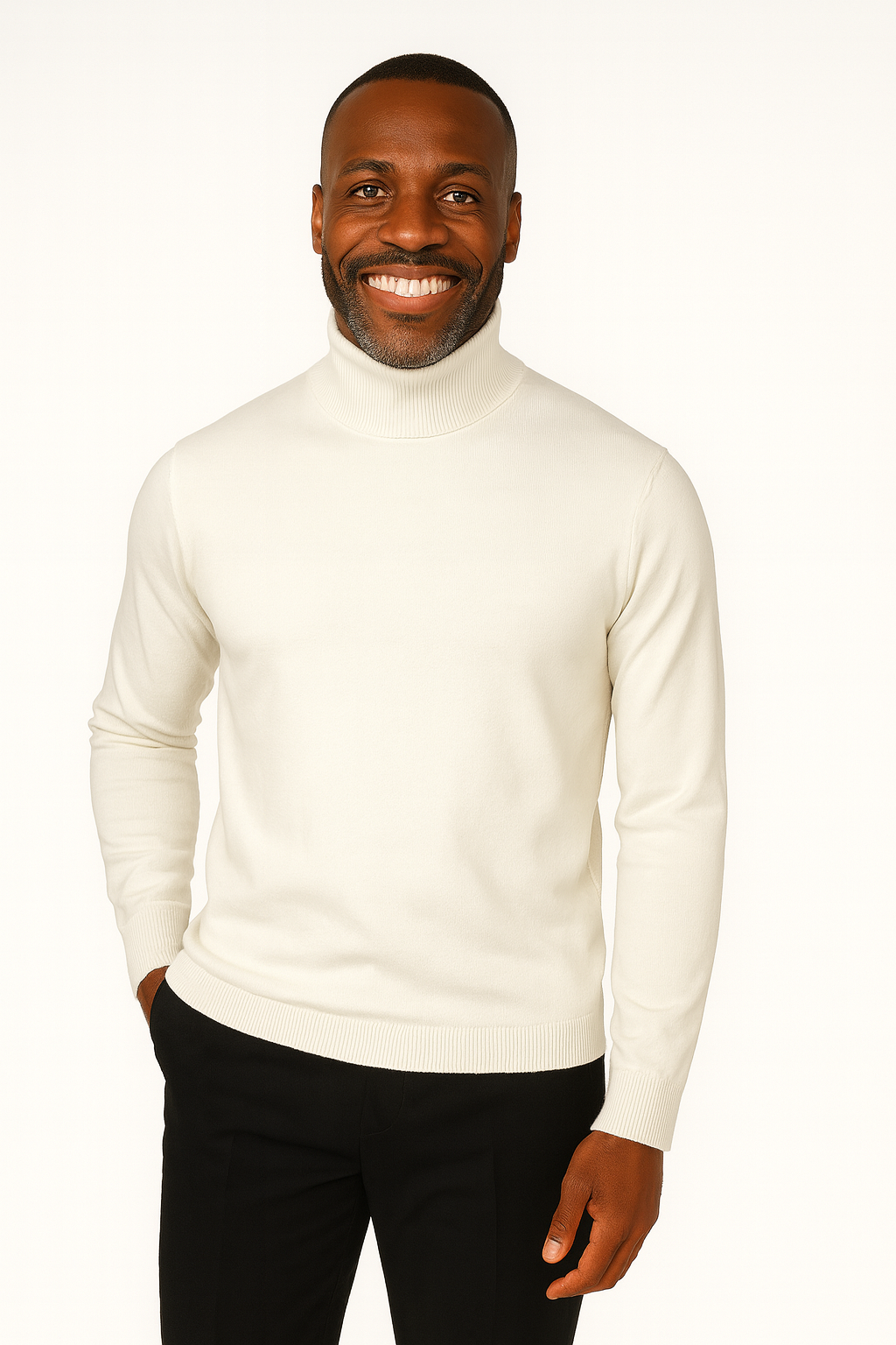 Lavane' 501M L/S Slim Fit Mock Neck Cream